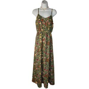 As U Wish Womens Floral Maxi Dress Green Size M